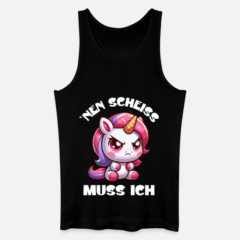 Wütendes Einhorn Chibi Motiv - Männer Bio Tank Top - Schwarz