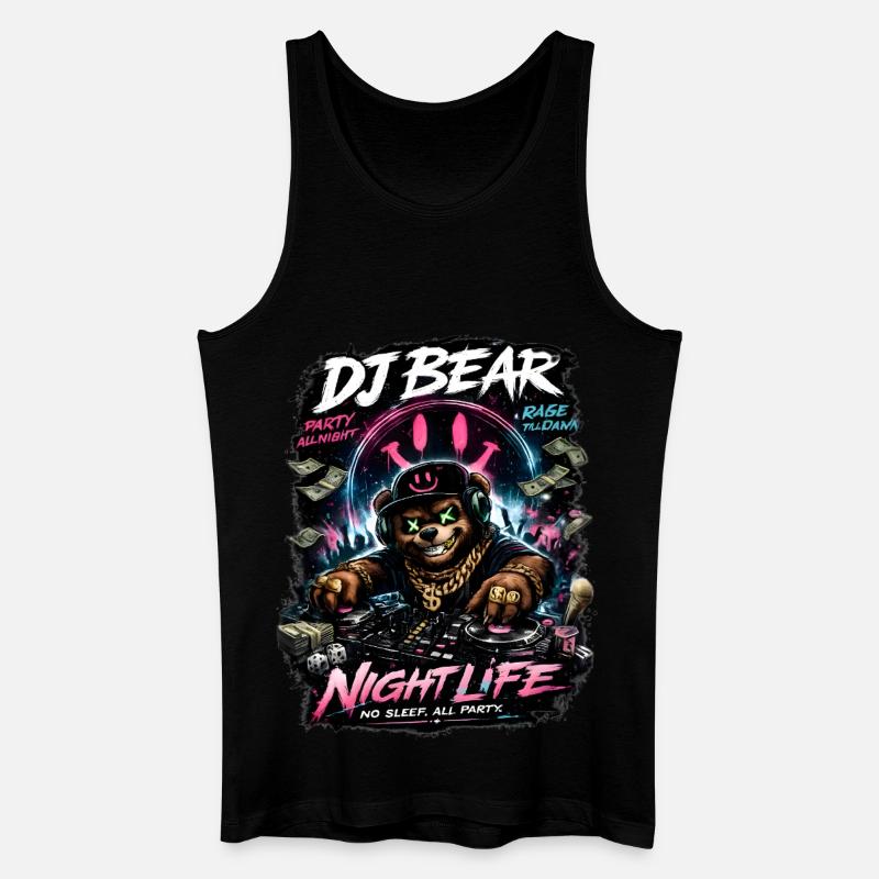 DJ Bear Nachtleben Orso Neon - Männer Bio Tank Top - Schwarz