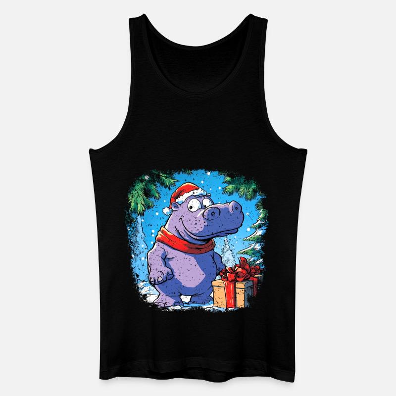 Nilpferde Weihnachten - Männer Bio Tank Top - Schwarz