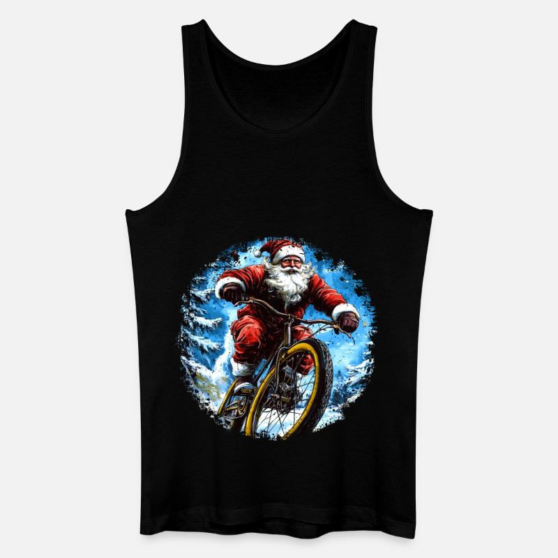 Weihnachtsmann Mountainbiker - Männer Bio Tank Top - Schwarz