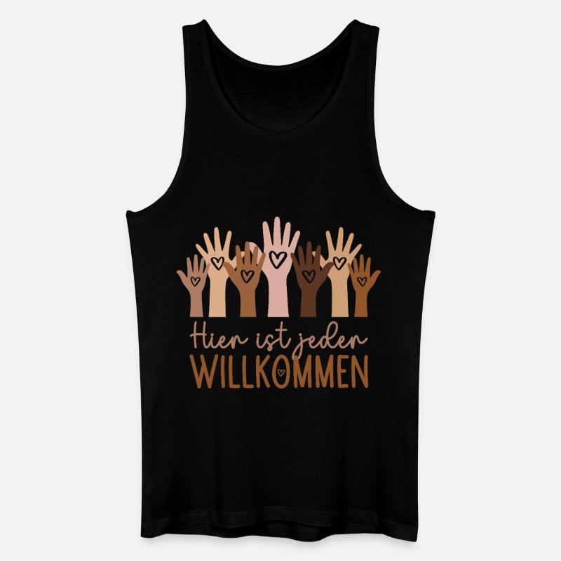 Hier ist jeder willkommen - Männer Bio Tank Top - Schwarz