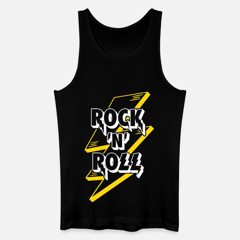 Logo texte rock’n’roll avec éclair - Débardeur bio Homme - noir
