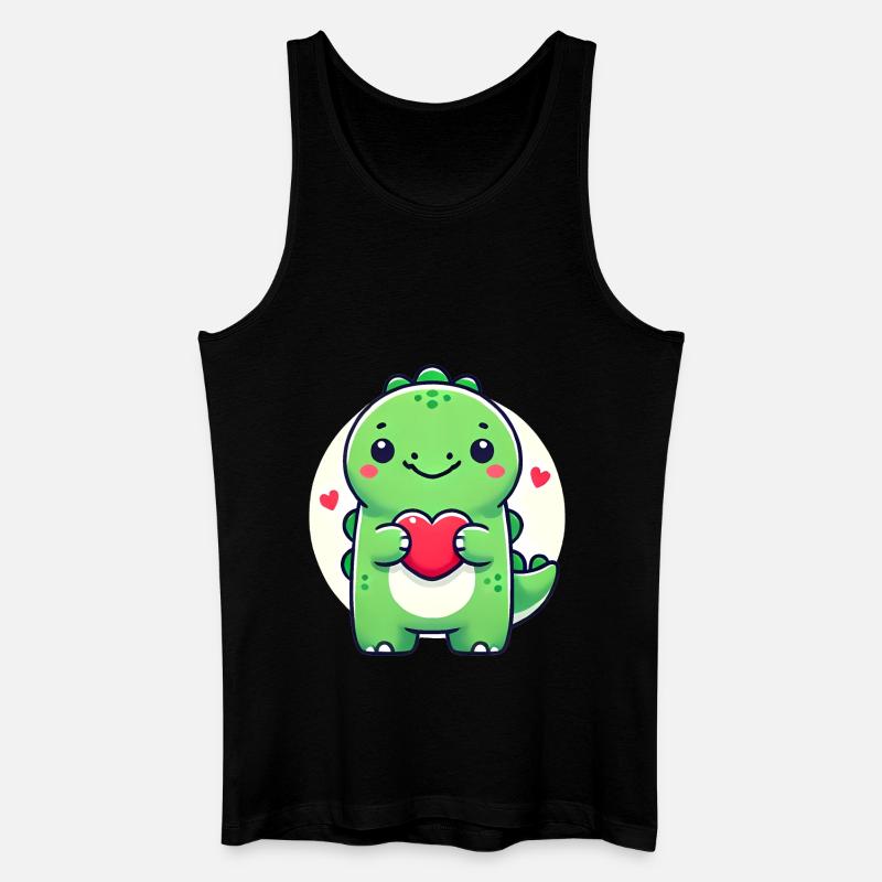 Entzückender Dino mit Herz Karikatur - Männer Bio Tank Top - Schwarz