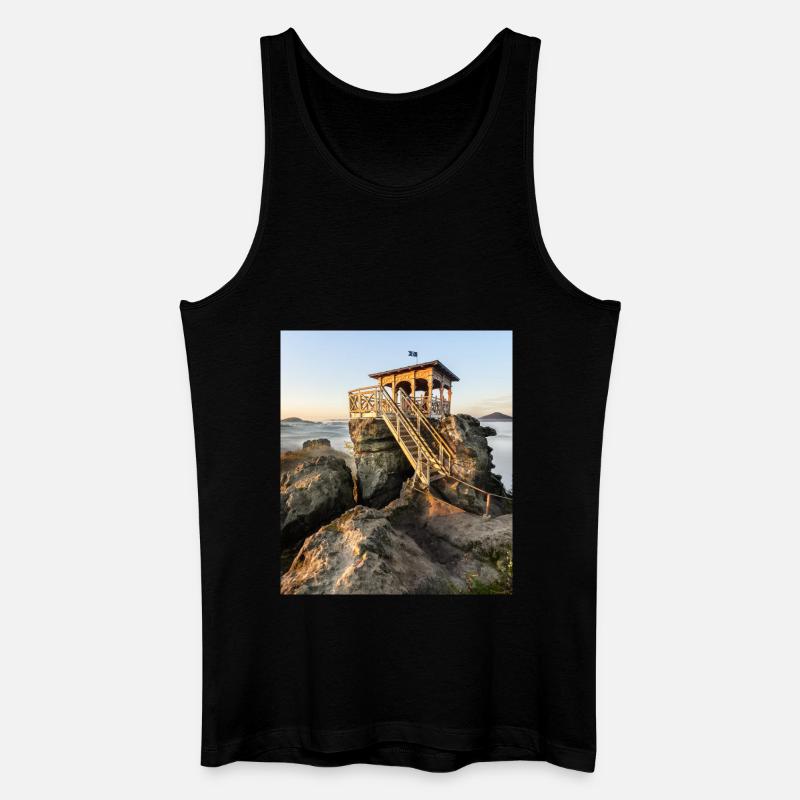 Hütte mit Aussicht - Männer Bio Tank Top - Schwarz