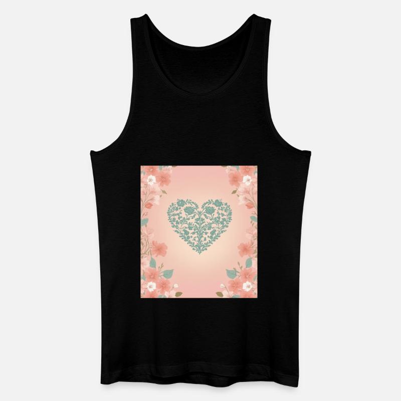 Blume Herz - Männer Bio Tank Top - Schwarz