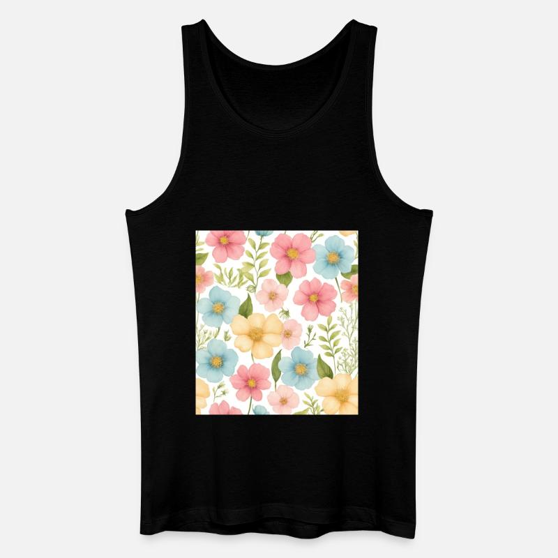 Blumenmuster - Männer Bio Tank Top - Schwarz