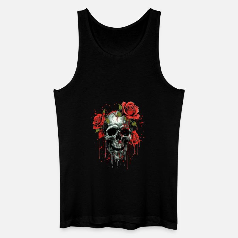 Blumenschädel - Männer Bio Tank Top - Schwarz