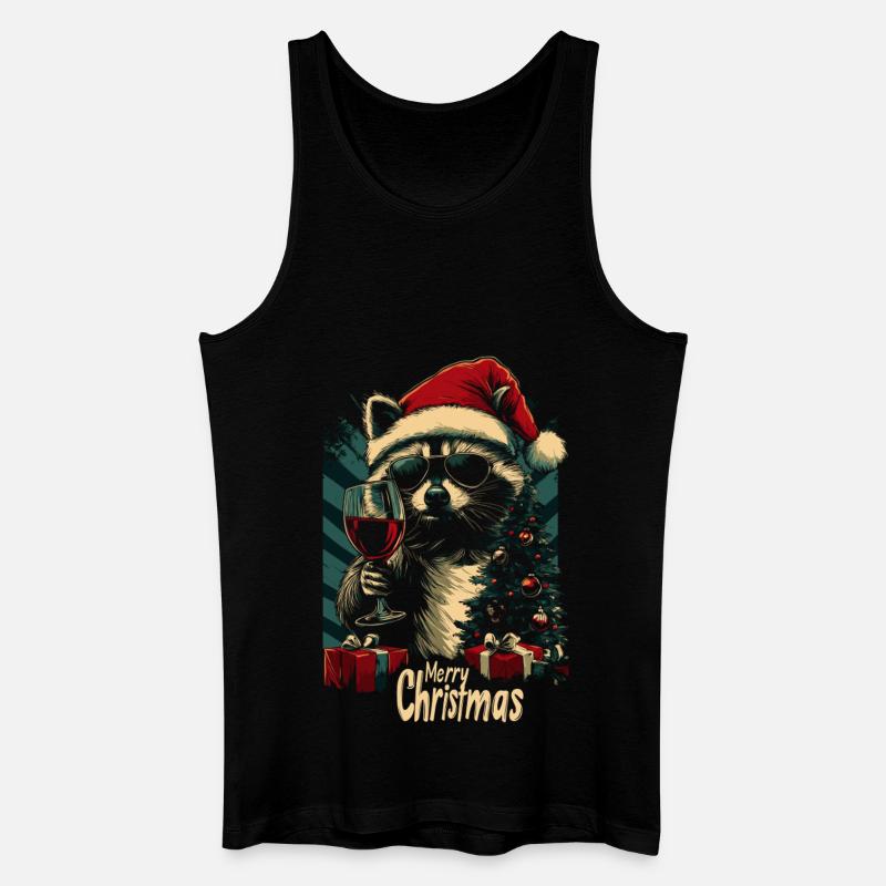 Weihnachten Wein Waschbär - Männer Bio Tank Top - Schwarz