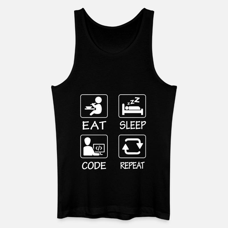 Essen Schlaf Code Wiederholen - Männer Bio Tank Top - Schwarz