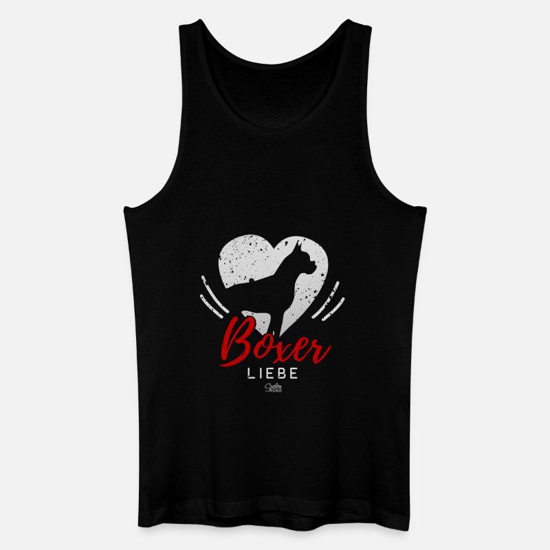 Boxer Liebe mit Herz - Männer Bio Tank Top - Schwarz