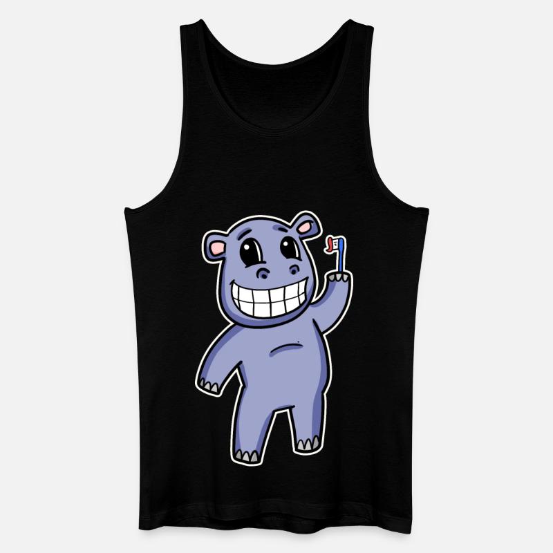 Hippo with toothbrush - Men’s Organic Tank Top - black