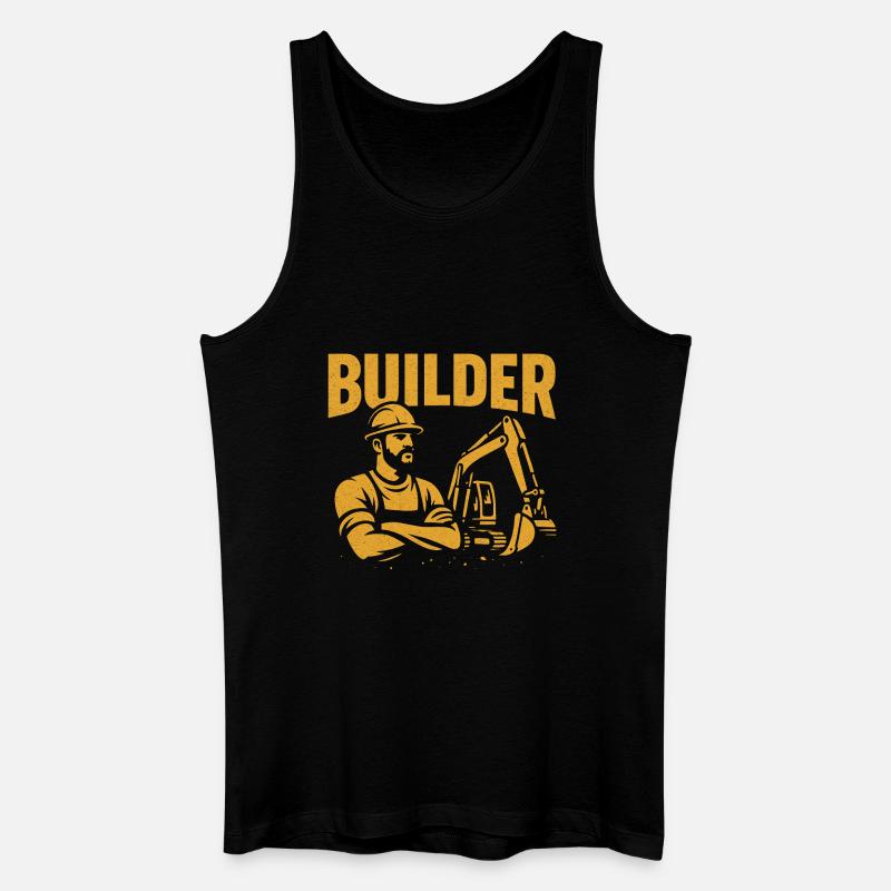 Bauarbeiter Kraftgelb auf Schwarz - Männer Bio Tank Top - Schwarz
