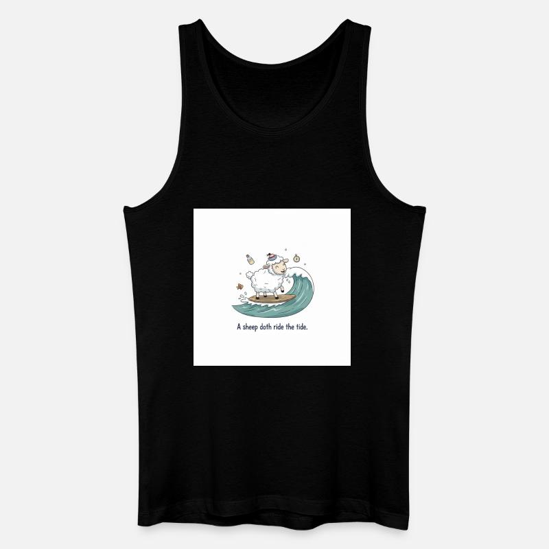 Surfende Schafe - Männer Bio Tank Top - Schwarz