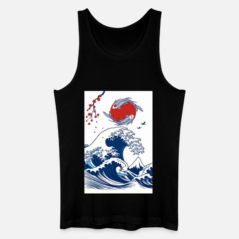 Koi und Welle in der Sonne - Männer Bio Tank Top - Schwarz