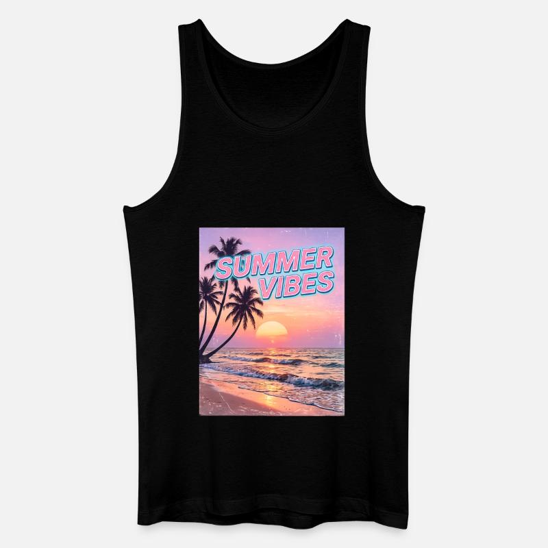 Sommervibes Retro Sunset Beach - Männer Bio Tank Top - Schwarz