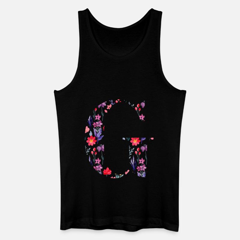 Personalisierter Blumenbuchstabe g - Geschenkidee - Männer Bio Tank Top - Schwarz