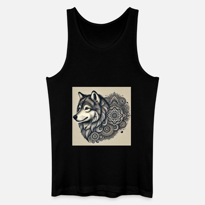 Wolf - Männer Bio Tank Top - Schwarz