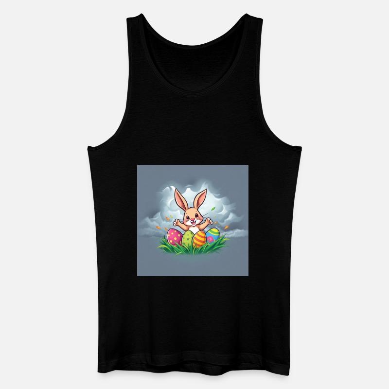 Fluffy Bunny & Happy Easter - Männer Bio Tank Top - Schwarz