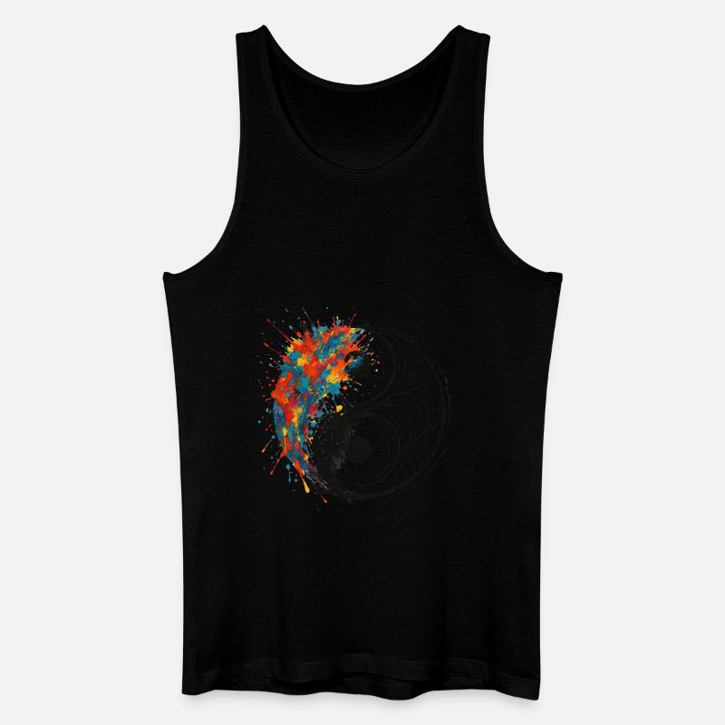 Yin-Yang Splash mit schwarzem Hintergrund - Männer Bio Tank Top - Schwarz