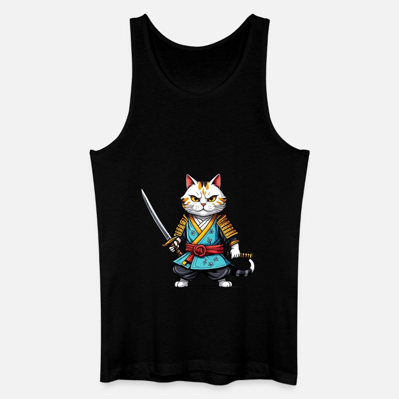 Samurai-Katze - Männer Bio Tank Top - Schwarz