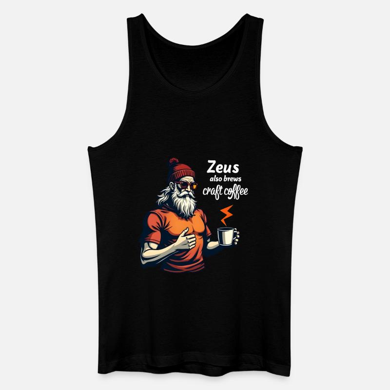 Zeus also brews craft coffee! - Männer Bio Tank Top - Schwarz