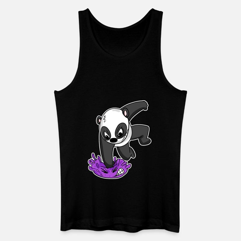 Panda Virus Kampf - Männer Bio Tank Top - Schwarz