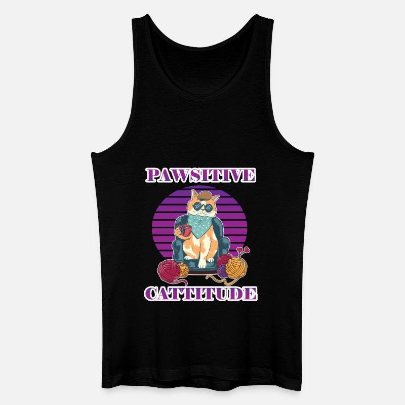 Pawsitive Cattitude - Männer Bio Tank Top - Schwarz