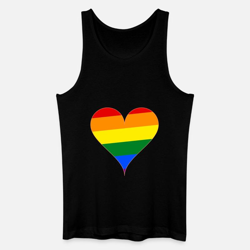 Herz Regenbogen Flagge Geschenk - Männer Bio Tank Top - Schwarz