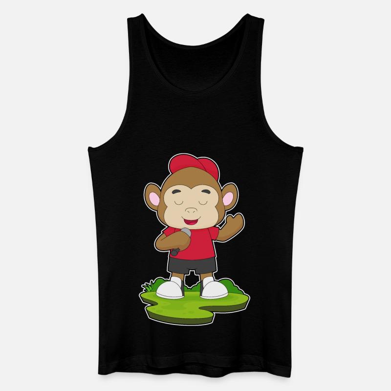 Monkey Singer Microphone - Men’s Organic Tank Top - black