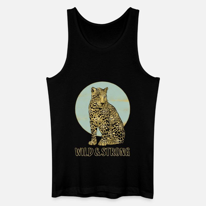 Leopard. Wild and Strong. - Männer Bio Tank Top - Schwarz