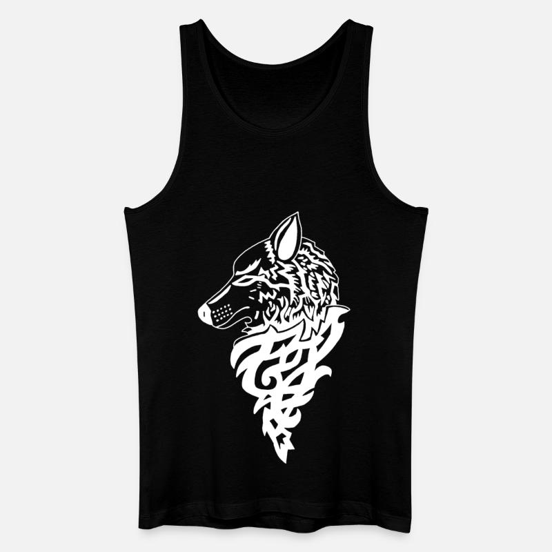 Weißer Wolf, Waldgenie - Männer Bio Tank Top - Schwarz