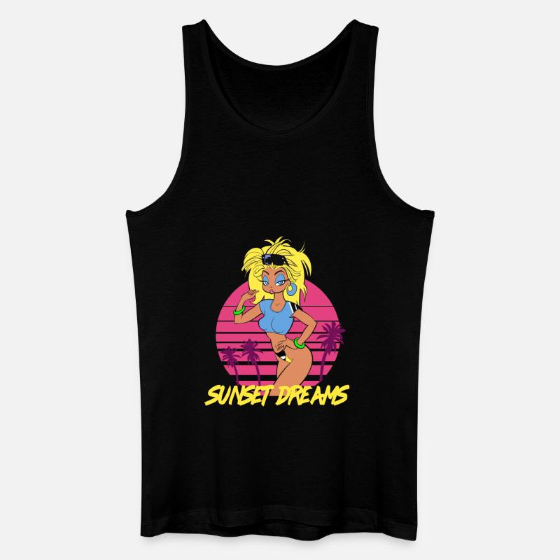 Sunset Dreams Pinup Blue - Männer Bio Tank Top - Schwarz