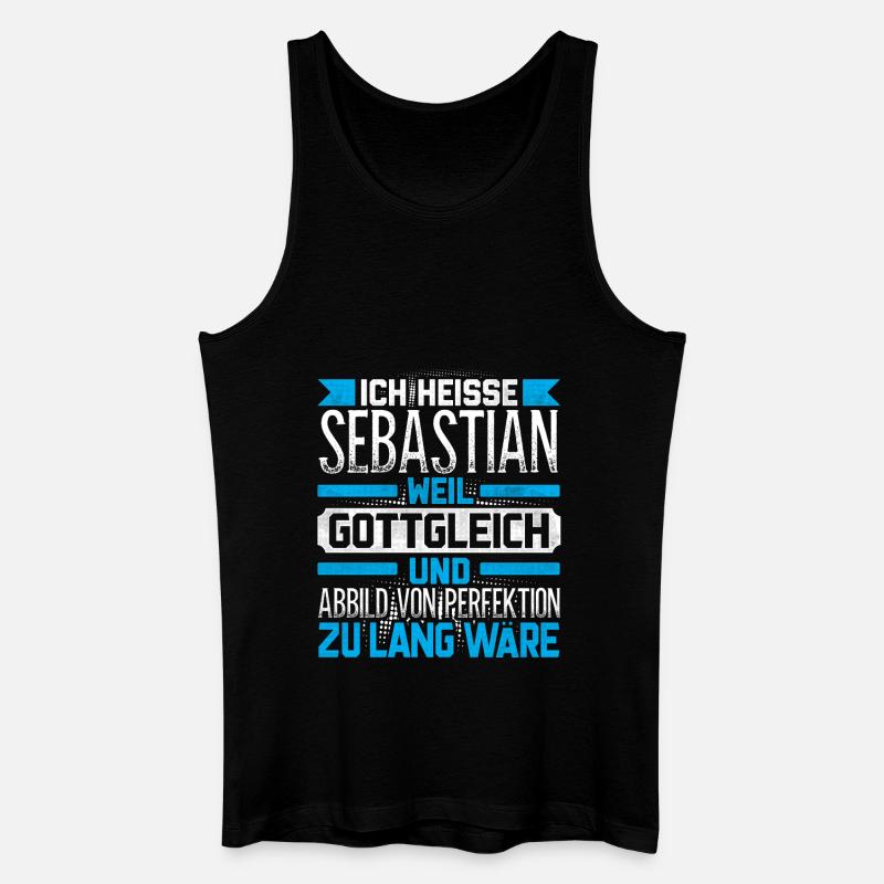 SEBASTIAN - Gottgleich - Männer Bio Tank Top - Schwarz
