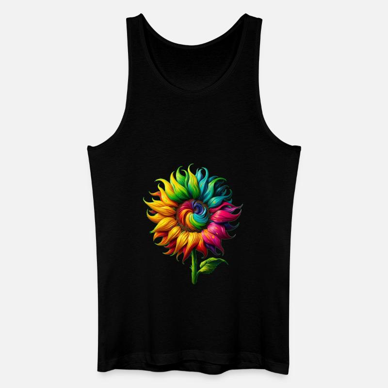 Regenbogen Sonnenblume - Männer Bio Tank Top - Schwarz