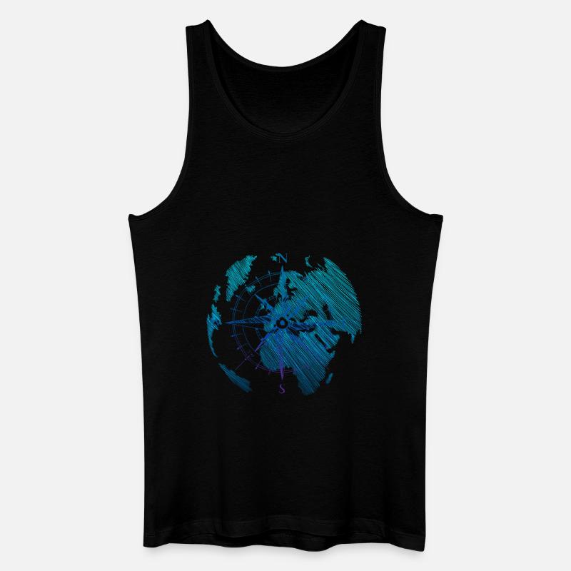 Kompass Welt - Männer Bio Tank Top - Schwarz