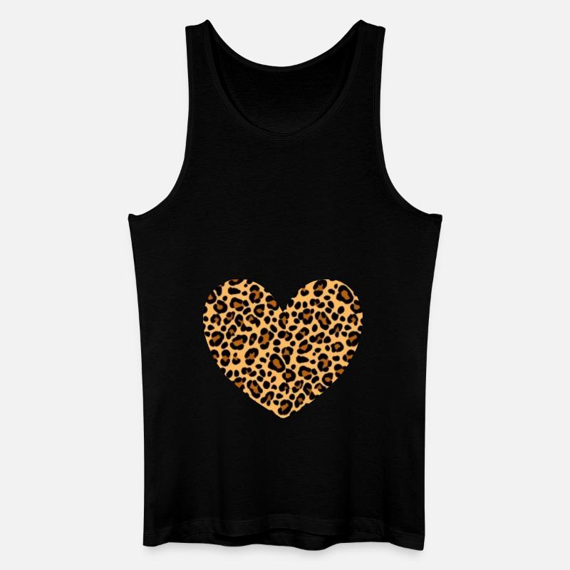 Herz Muster Leopard Geschenk - Männer Bio Tank Top - Schwarz