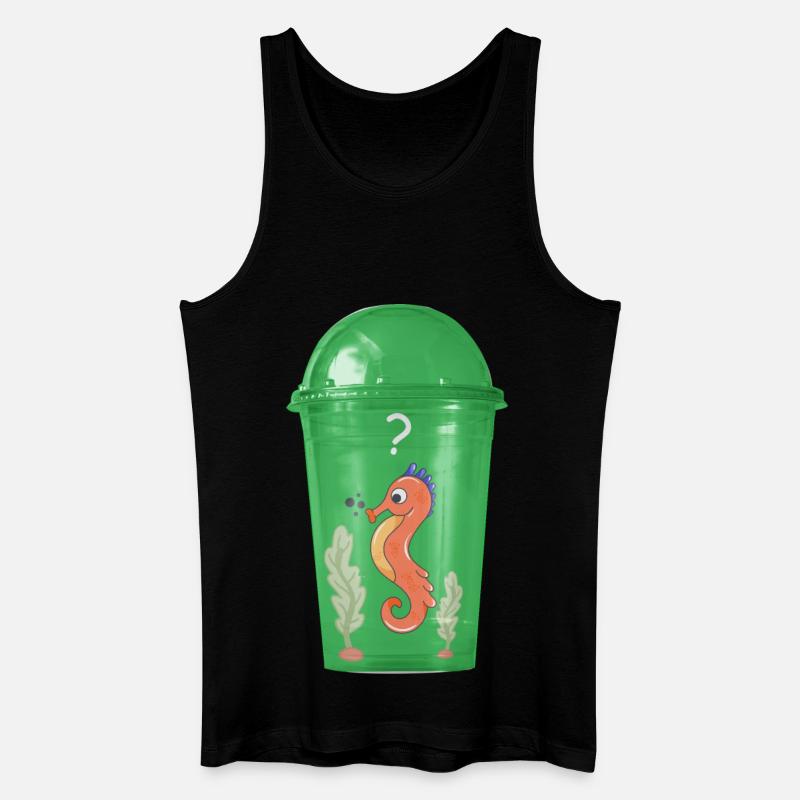 Seepferd im Becher - Männer Bio Tank Top - Schwarz