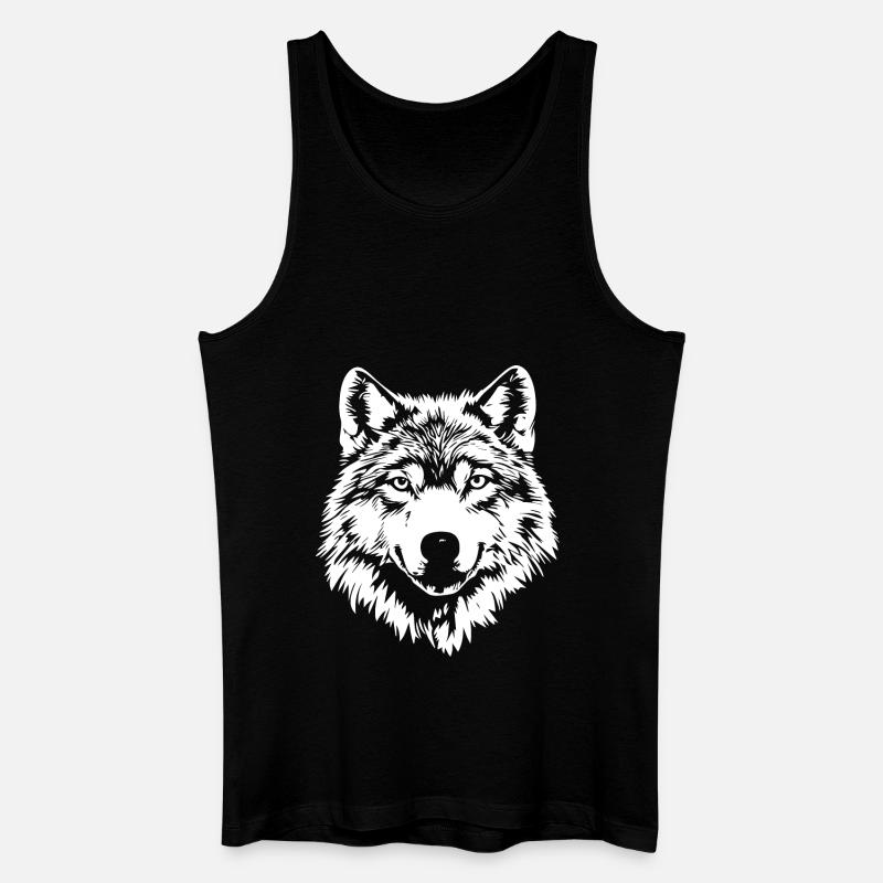 Wolf Gesicht - Männer Bio Tank Top - Schwarz
