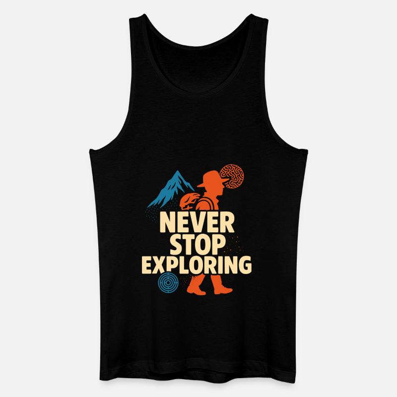 Never Stop Exploring Design - Männer Bio Tank Top - Schwarz