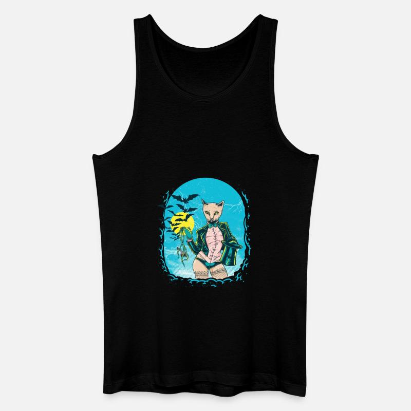 Cool Lady Cat - Männer Bio Tank Top - Schwarz