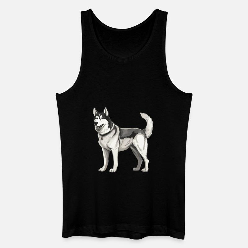 Husky Hund - Männer Bio Tank Top - Schwarz