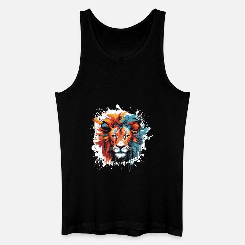 Löwe Tier Pop Art Kopf - Männer Bio Tank Top - Schwarz