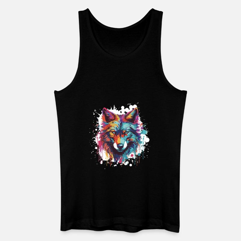 Wolf Tier Pop Art Kopf - Männer Bio Tank Top - Schwarz