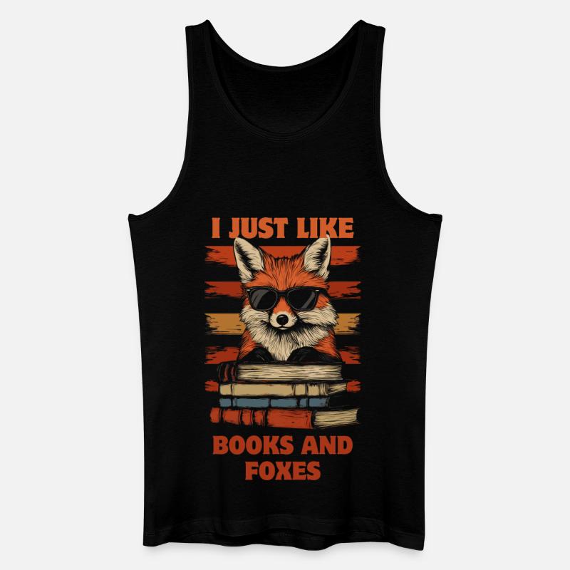 Fuchs mit Sonnenbrille und Bücher - Männer Bio Tank Top - Schwarz