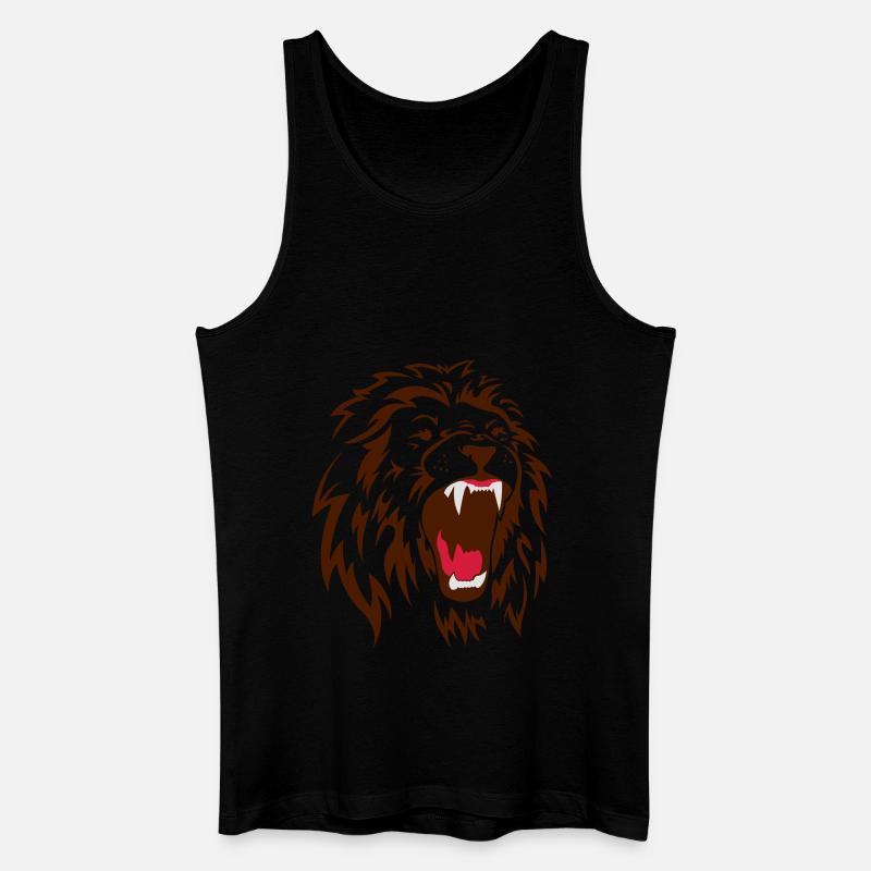 Angry Lion - Männer Bio Tank Top - Schwarz