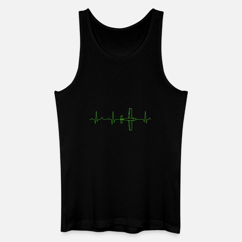Flugzeug EKG Herzschlag - Männer Bio Tank Top - Schwarz