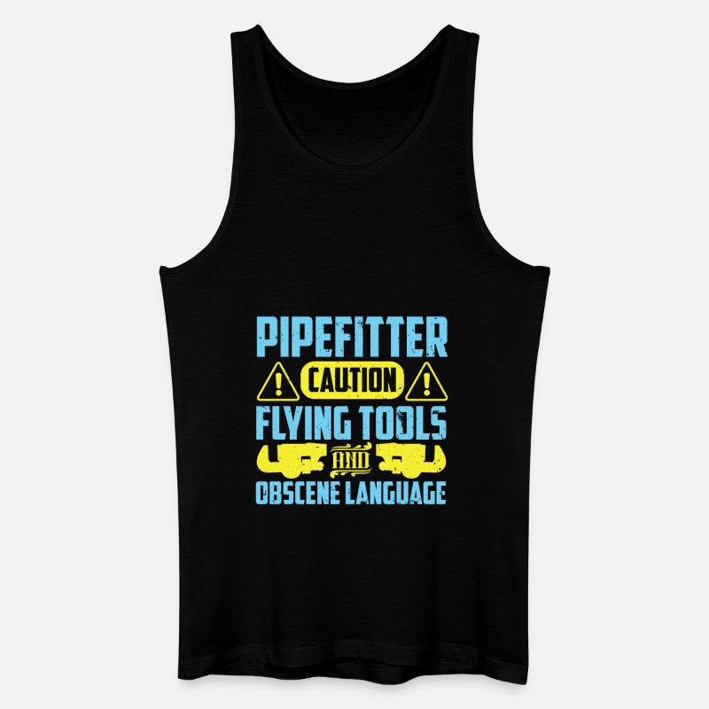Pipefitter's Caution - Männer Bio Tank Top - Schwarz