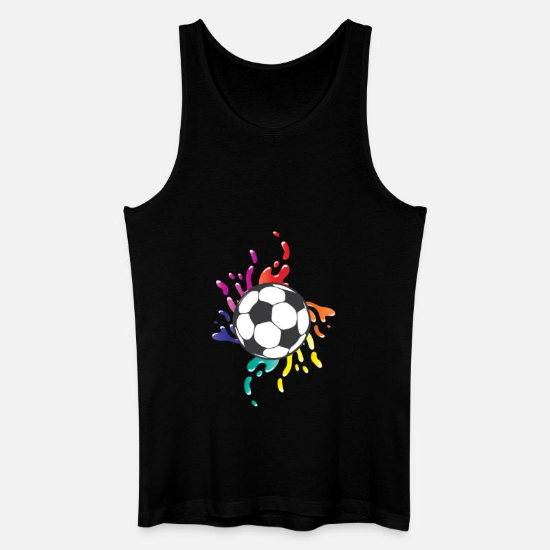Fußball bunte Farbspritzer - Männer Bio Tank Top - Schwarz