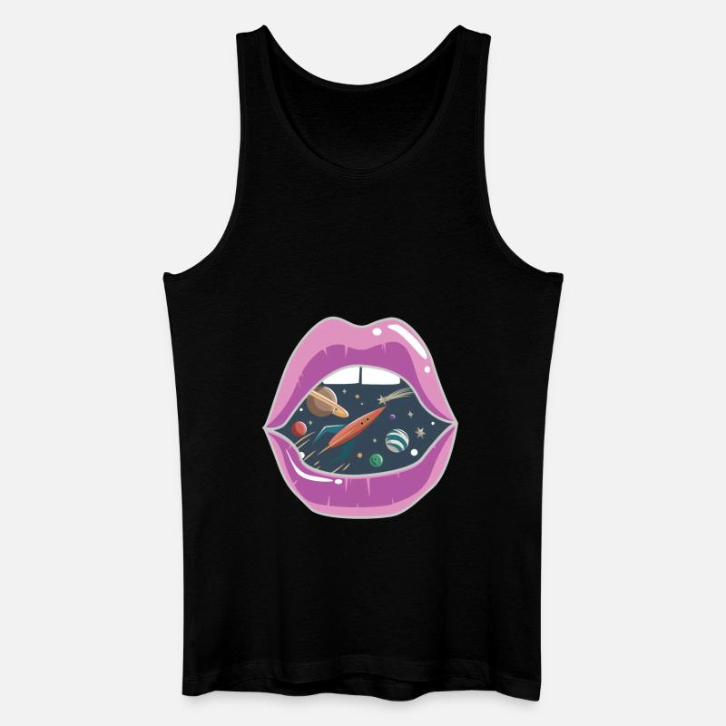 Pinke Lippen / Weltraum - Männer Bio Tank Top - Schwarz