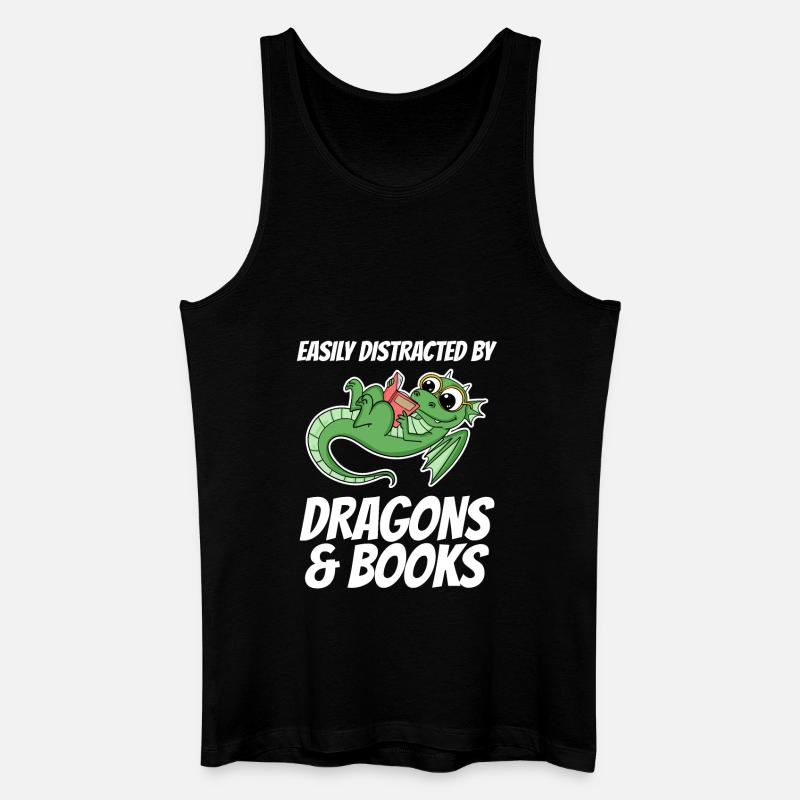 Buch Bücher Drache Drachen Geschenk - Männer Bio Tank Top - Schwarz